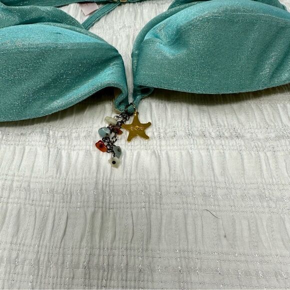 Victoria’s Secret Turquoise Charm Halter Bikini Top- Size 34C - Picture 2 of 5